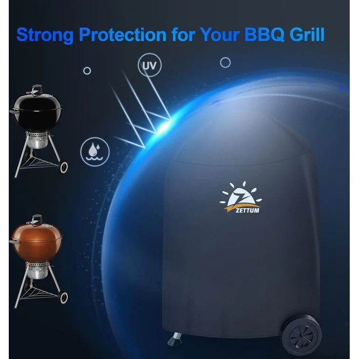 Zettum Grillabdeckung für Weber 57, wasserdicht, 600D Oxford-Gewebe schwarz, 68 x 63 x 88 cm – Bild 6