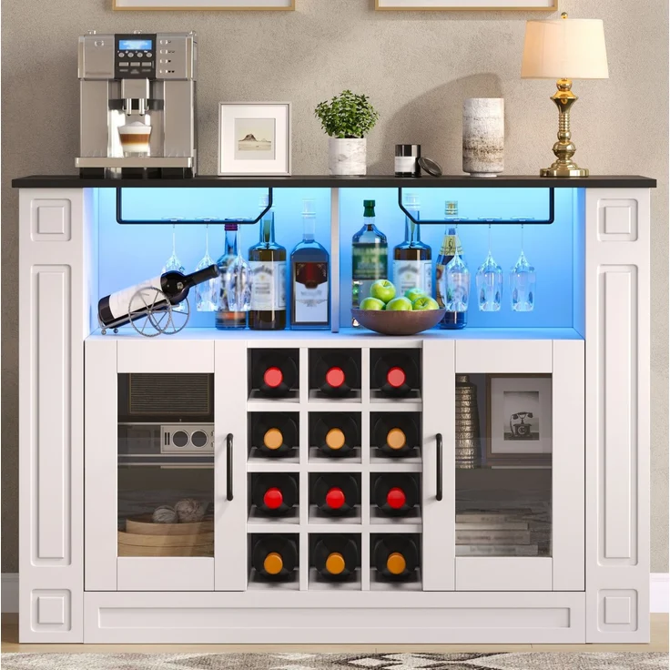 Weinschrank 120 x 35 x 84 cm mit RGB-LED-Beleuchtung und Glastüren – Bild 1