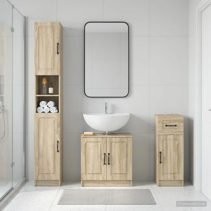 vidaXL 3-teiliges Badezimmer-Schranksystem UTRECHT Sonoma-Eiche 3417893