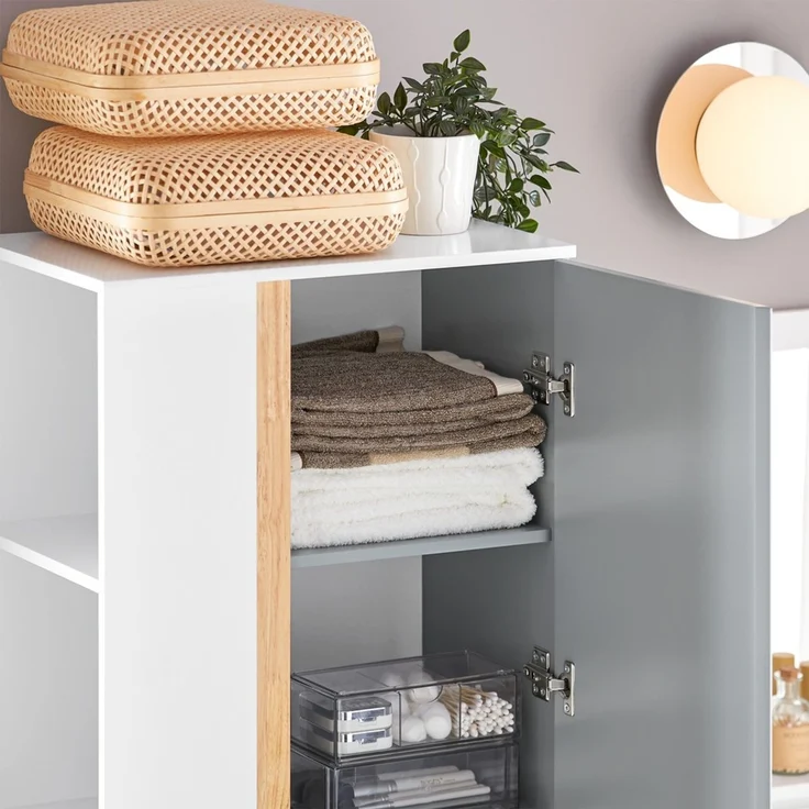 SoBuy BZR76-HG Badezimmer-Hochschrank, MDF, Lackiert, Weiß, 50 x 181 x 30 cm – Bild 7