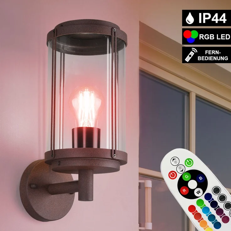 RGB LED Wandleuchte, rost-farben, Alu Druckguss, H 32 cm, TANARO – Bild 2