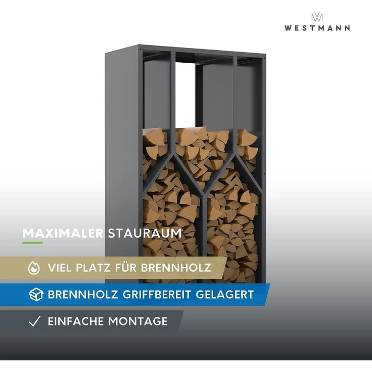 Westmann Castra B | Metall Kaminholzregal innen – Bild 5