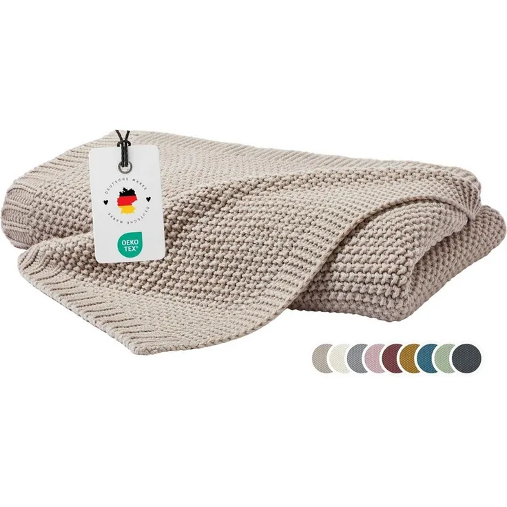 Wohndecke Strickdecke 130x170 Kuscheldecke Wohnzimmer Flauschige Kuschel Decke, Carpe Sonno, OEKO-TEX Wohnzimmerdecke Strick - Kissenbezug passend erhältlich