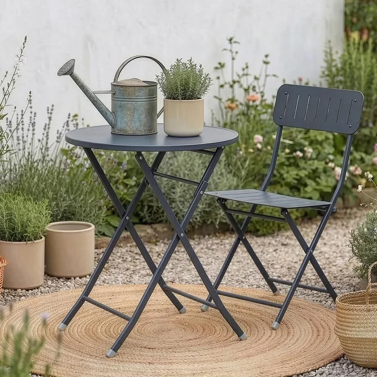 Klapptisch Sande Stahl 71xØ62 cm Schwarz [en. casa] – Bild 4