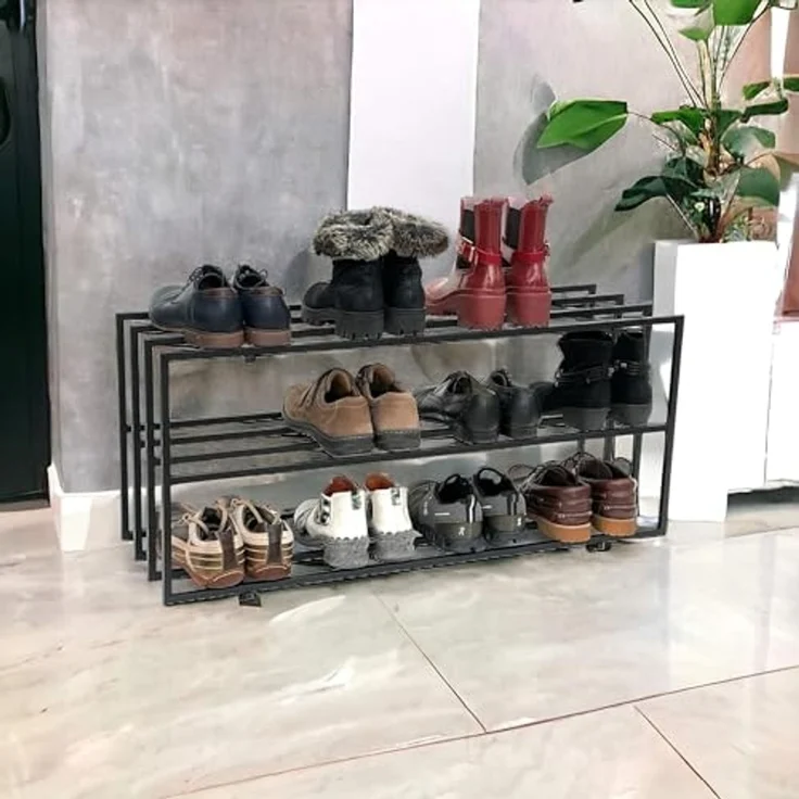 DanDiBo Schuhregal Metall Schwarz 3 Ebenen 96552 Schuhablage Schuhständer Modern Stabil Massiv Schuhschrank Ablage – Bild 7