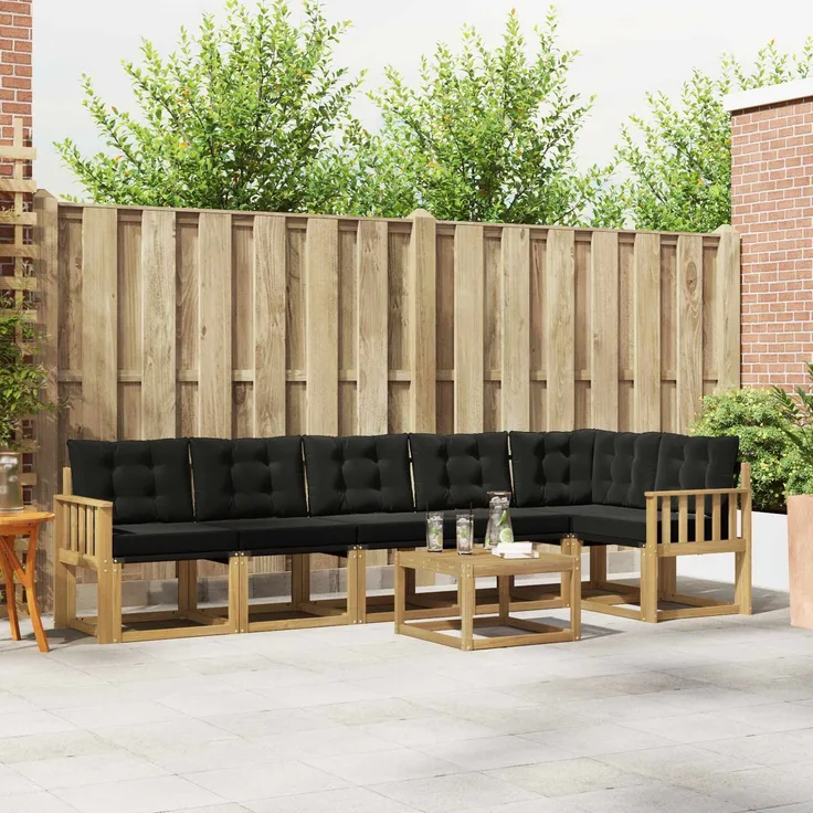 vidaXL Outdoor-Sofagarnitur 7 stk. 6-Sitzer Weiß und Schwarz 3389546