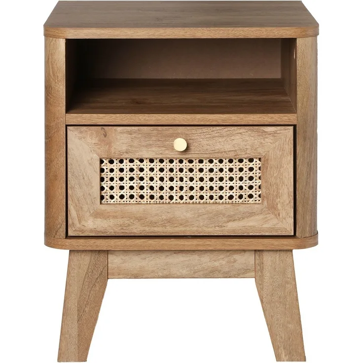 Casâme 'PALMO' Nachttisch 1 Schublade mit Rattanfront in holzdekor - Helles Holz