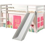 Vipack 'Pino' Halbhochbett weiß, inkl. Rutsche und Vorhang 'Spring'
