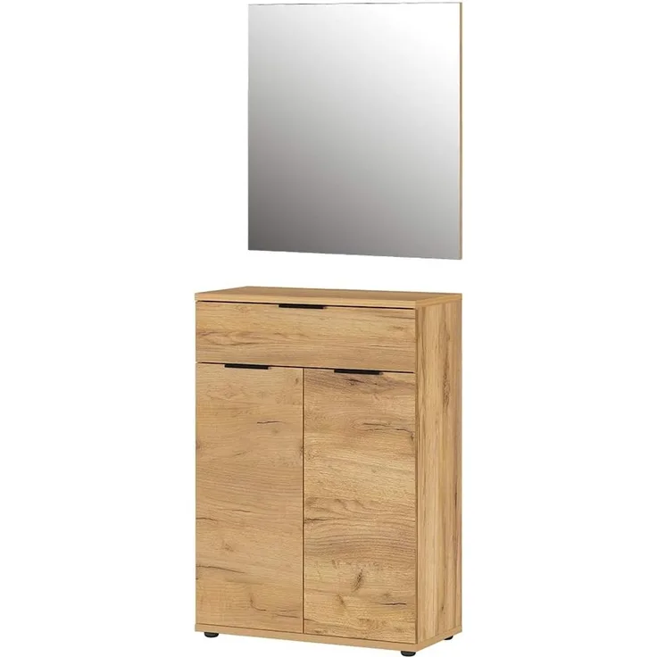 Germania 2-TLG. Garderoben-Set 8563-243 GW-Fremont, bestehend aus Schuhschrank und Spiegel, im Dekor Navarra-Eiche-Nb.