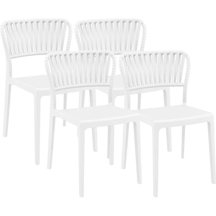 CLP 4er Set Gartenstühle stapelbar Portofino wetterfeste Kunststoffstühle,weiß
