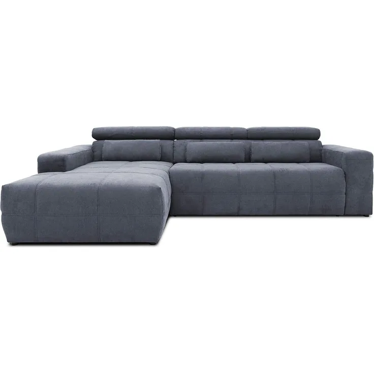 DOMO collection Brandon Ecksofa, Sofa mit Rückenfunktion in L-Form, Polsterecke, Eckgarnitur, dunkelgrau, 288 x 228 x 80 cm