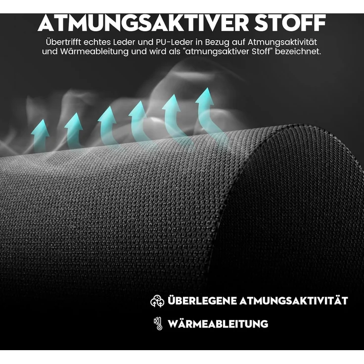GTPLAYER Gaming-Stuhl Ergonomischer Gaming Sessel Schreibtischstuhl Gamer Stuhl aus Stoff, Federsitzkissen mit Fußstütze – Bild 6