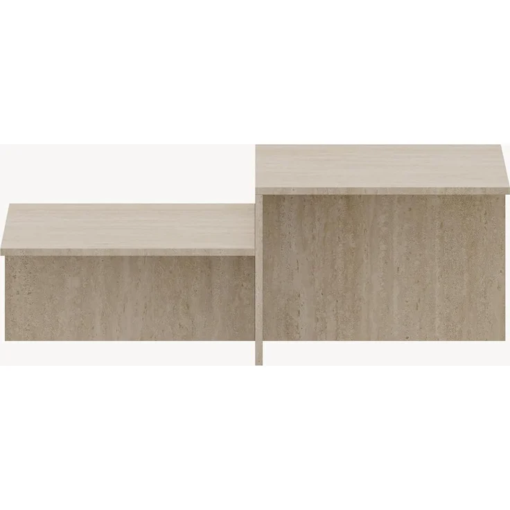 Couchtisch Taniena mit doppelter Tischplatte 100 x 55 x 35 cm Travertin [en. casa] – Bild 8