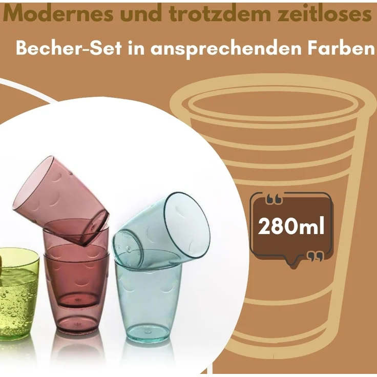 GarPet Becher Trinkgläser Set 8er Camping Wasser Gläser Plastik Acrylglas Kunststoff – Bild 5