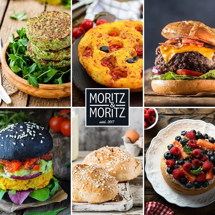 Moritz & Moritz Silikonform Moritz & Moritz Backform Brot Burger inklusieve Beckheft und Teigschab, (Set 3-tlg), Für Brot, Burger Buns und XXL Muffins – Bild 4