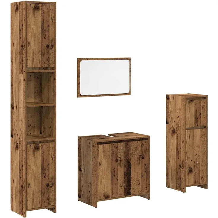vidaXL 4-tlg. Badmöbel-Set Altholz-Optik Holzwerkstoff 3328555