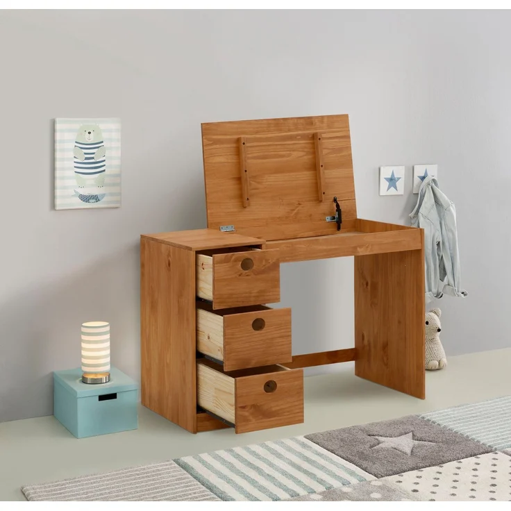 OTTO home Kinderschreibtisch Alpi, Kiefernholz, Wangengestell, mit 3 Schubkästen, Tischbreite 100 cm – Bild 5