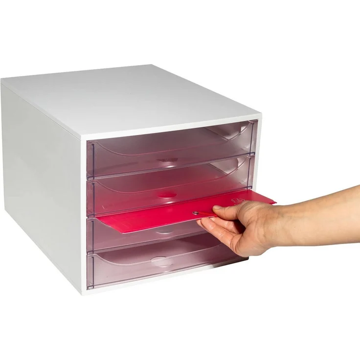 Exacompta Schubladenbox Ecobox Office 4 Schübe weiß/glasklar – Bild 3