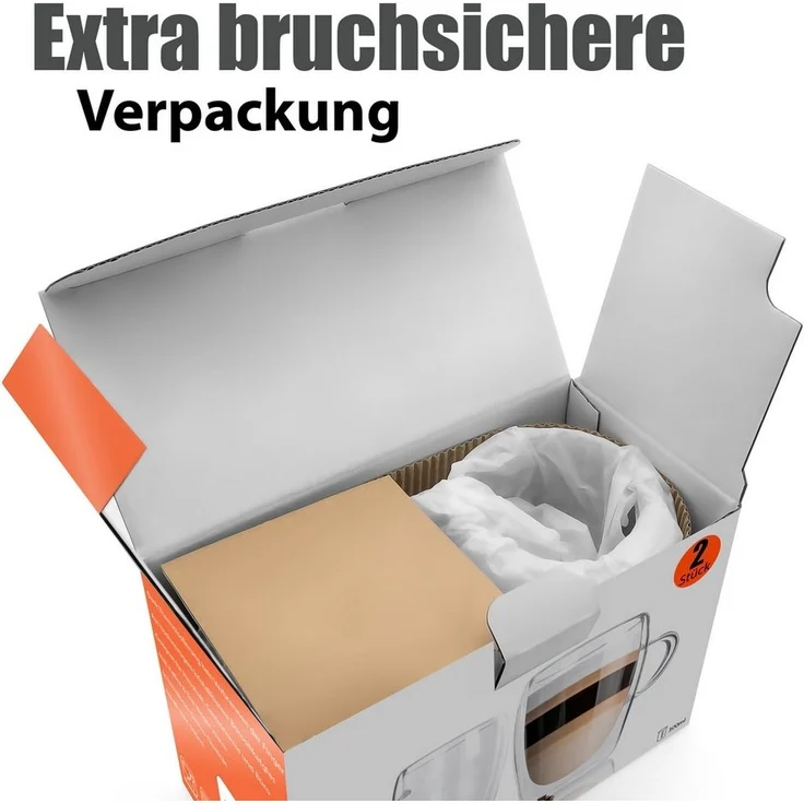 BigDean 4 Stück doppelwandige Latte Macchiato Gläser mit Henkel 300 ml Teetasse Thermogläser Teegläser Kaffeegläser in Geschenkverpackung – Bild 3
