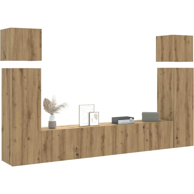 vidaXL 8-tlg. TV-Schrank-Set Wandmontage Artisan-Eiche Holzwerkstoff 3329010