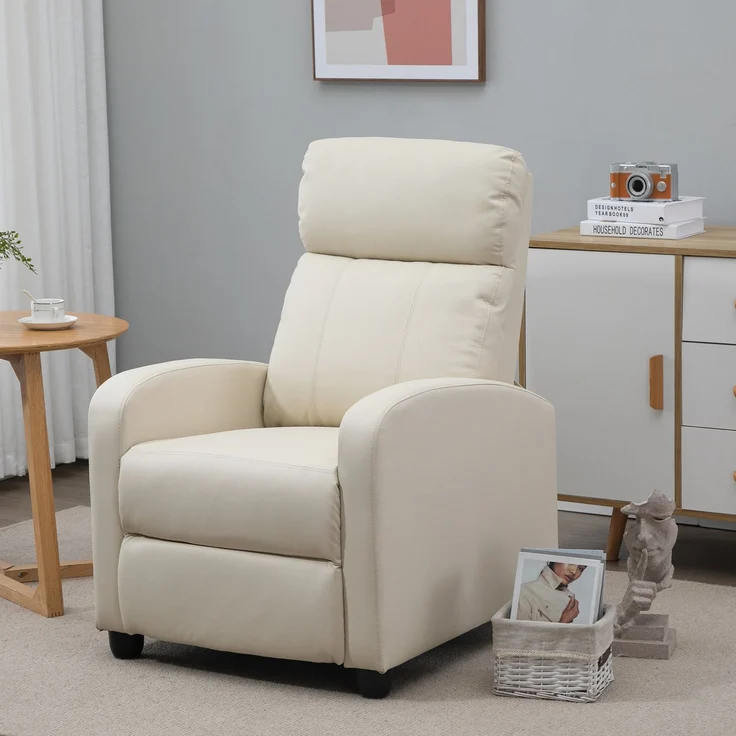 Massagesessel mit Fernbedienung und 8 Programmen, Liegefunktion und Fußstütze, 68 x 88 x 98 cm, Creme – Bild 4