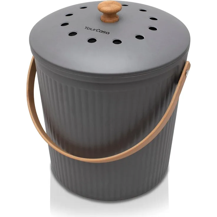 YourCasa Biomülleimer YourCasa® Komposteimer Küche - 6L - Abwaschbarer Biomülleimer & Deckel, Fassungsvermögen 6L