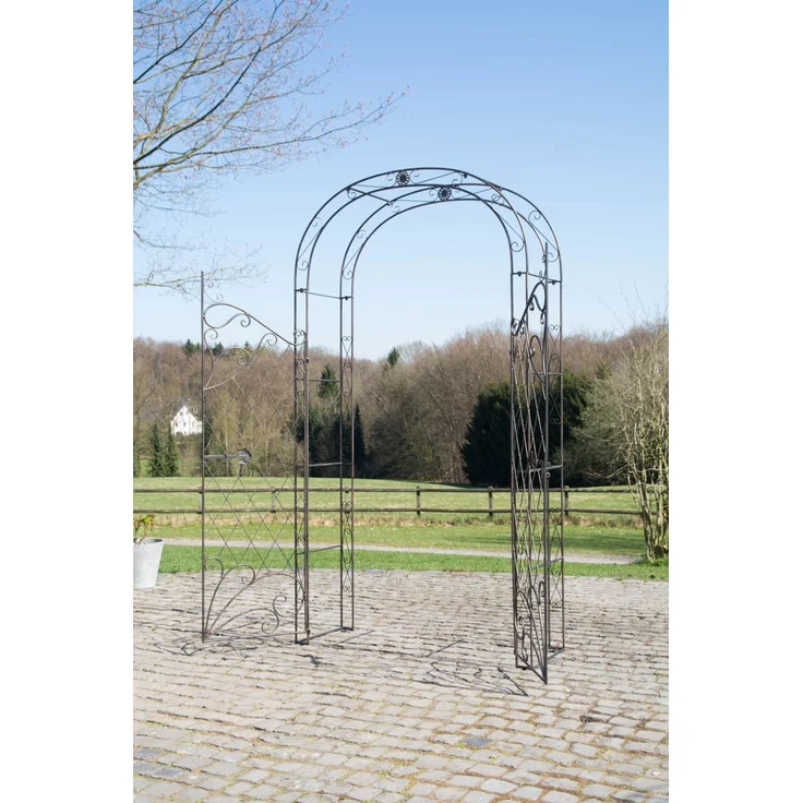 Rosenbogen MINDEN mit Tor - 120x40x220cm, Metall, Bronze | Rankhilfe Rosen Rankgitter Gartendekoration – Bild 3