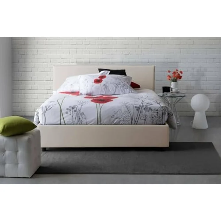 Talamo Italia - Doppelbett Bernadette, Stoffbett mit Stauraum, Frontöffnung, inklusive Matratze 140x200 cm, 100 % Made in Italy, Beige – Bild 4