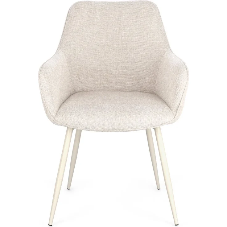 Esszimmerstuhl Cora 2er-Set, Stoff und Metall, modern mit Armlehne, beige, komfortabel gepolstert – Bild 3