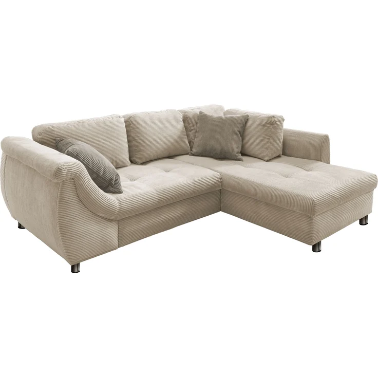 Polsterecke >Allin< Bettfunktion, beige / grau-braun, Cord - 250x66x190cm (BxHxT) – Bild 3