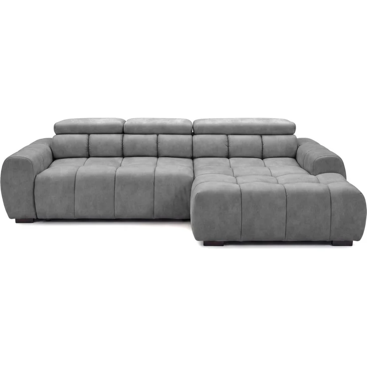 Ecksofa Schlafsofa VELUNIO RELAX in Stoff Salvador Grau Ottomane Rechts – Bild 4