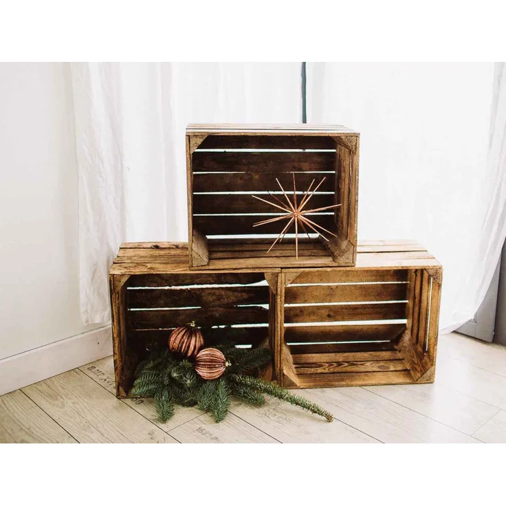 Obstkisten Weinkisten Kisten Holz shabby Vintage Geflammt 50 x 40 x 30cm 3 X – Bild 9