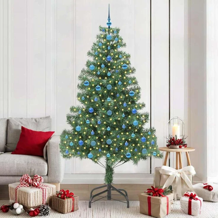 vidaXL Weihnachtsbaum mit LED-Beleuchtung Grün 210 cm PVC und Stahl 3396396 – Bild 1