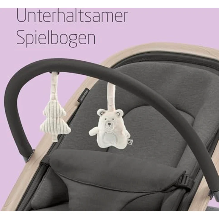 Maxi-Cosi Kori, 2-in-1 Babywippe für Neugeborene bis 15 kg, Beyond Graphite mit verstellbaren Liegepositionen und Spielzeugbogen – Bild 5