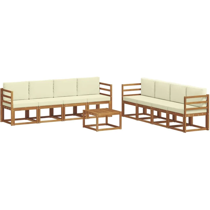vidaXL Outdoor-Sofagarnitur 9 pcs Natur und Creme Massivholz Akazie 3366168 – Bild 2