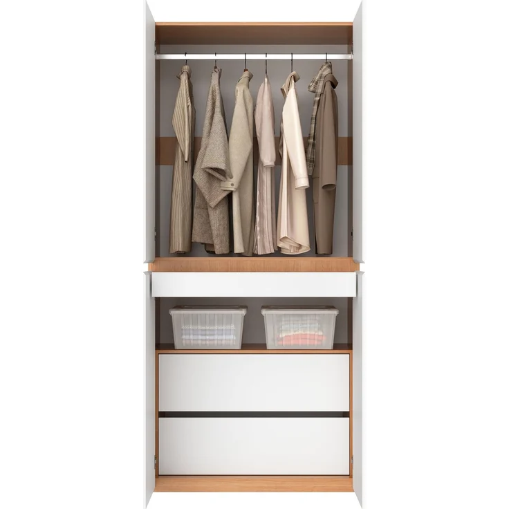 Merax Kleiderschrank mit Schmuckschublade, 90 x 50 x 200 cm, Weiß in Eichenoptik, 4 Türen, 1 Kleiderstange und 3 Schubladen – Bild 9
