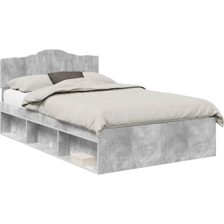 vidaXL Bettrahmen mit Kopfteil Beton 120 x 200 cm Massives Kiefernholz 3412919 – Bild 1