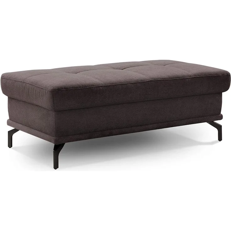 Cavadore Sitzhocker Castiel / Moderner Polsterhocker mit Füßen in Satin-Optik / 138 x 48 x 71 / Webstoff, Dunkelbraun