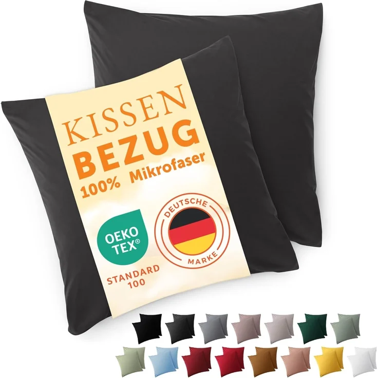 Blumtal Kissenbezüge aus gebürstetem Mikrofaser-Gewebe, (2 Stück), mit Reißverschluss oder Verschlusslasche