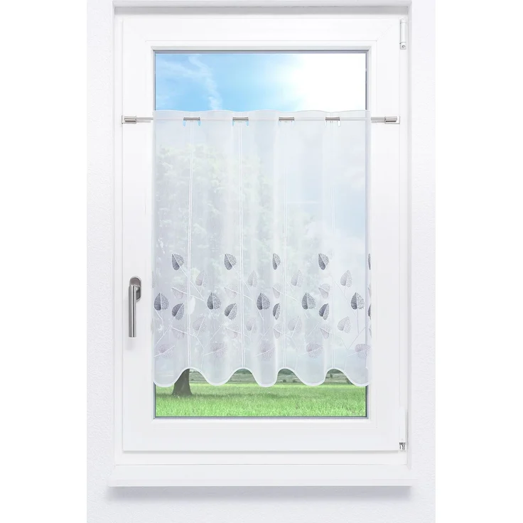 Scheibengardine Lysel - Designblätter (Bx H) 48cm * 70cm Grau/Grau – Bild 1