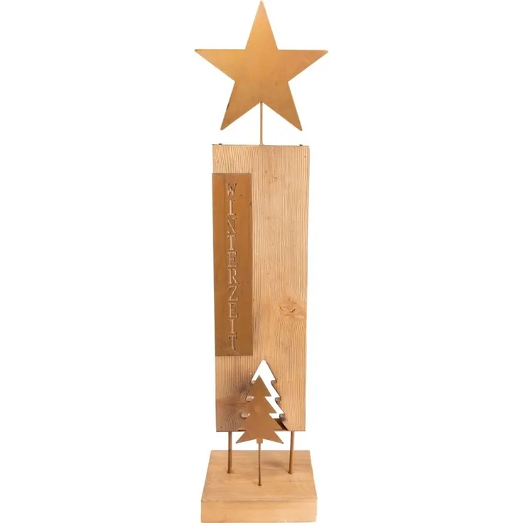 TrendLine Deko Holz/Metall Aufsteller Stern 24 x 14,5 x 96,5 cm Weihnachten