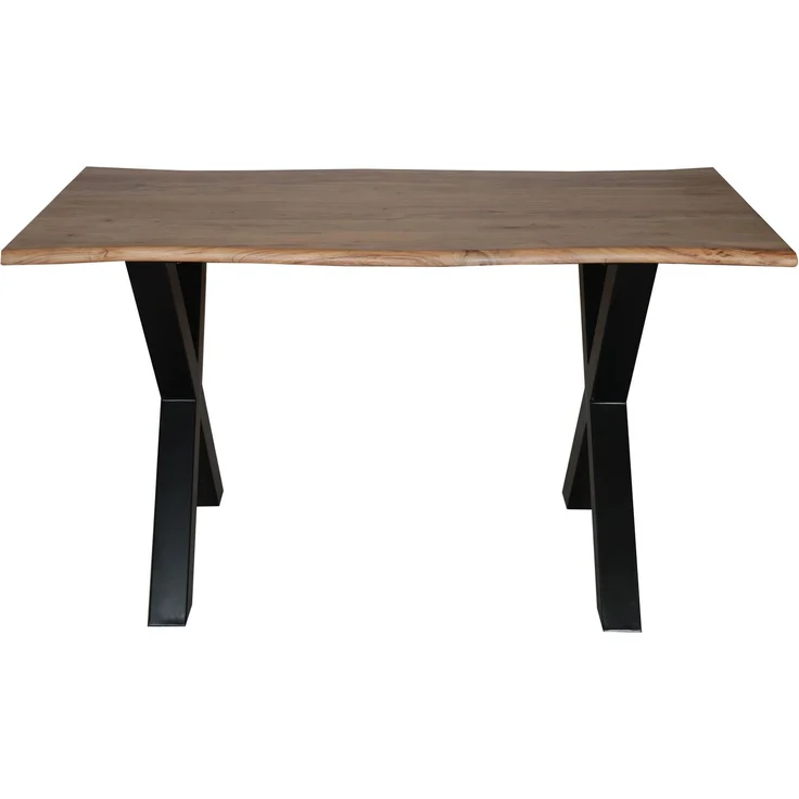 LC Home Esstisch »Lund« 140x75 cm Akazie massiv – Massivholztisch mit Baumkante & schwarzem X-Gestell – Bild 4