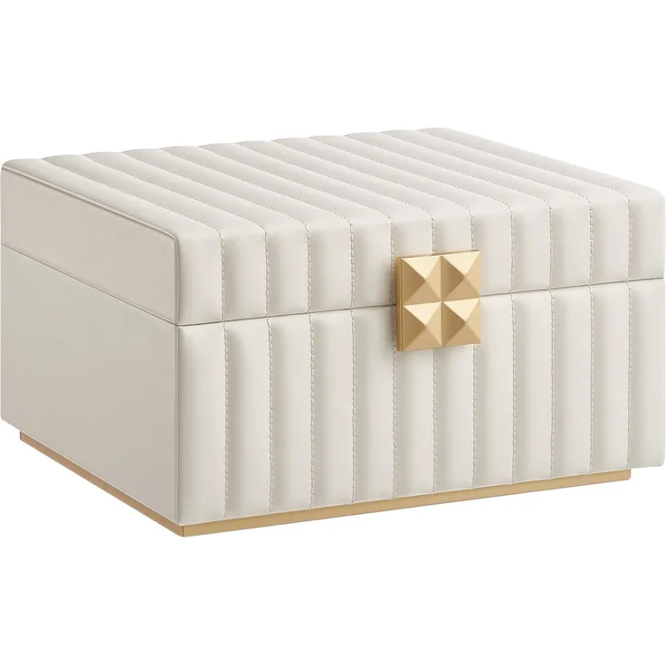 Songmics HOME Schmuckkästchen 2 Ebenen, mit Spiegel, flexibles Schmucktablett