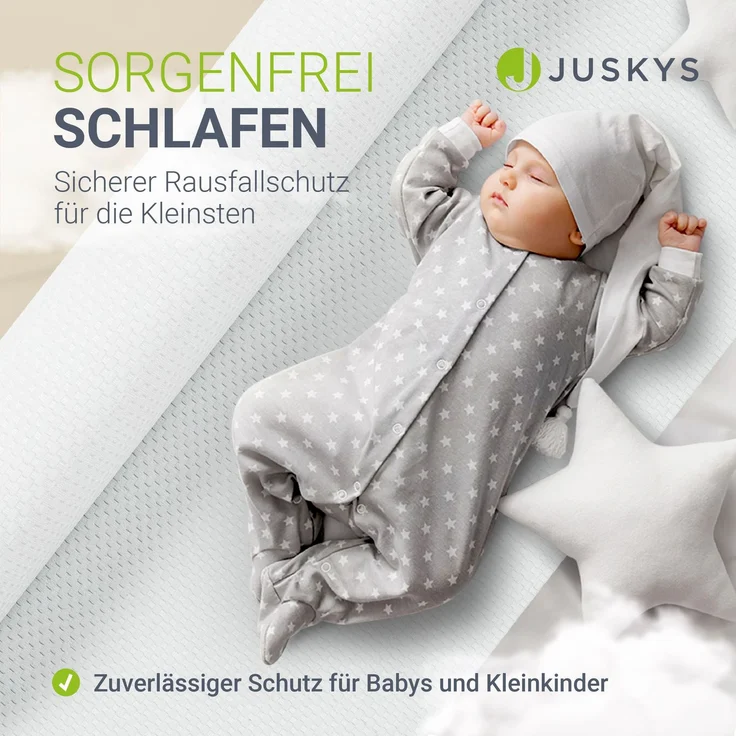 Juskys Aufblasbarer Rausfallschutz Louana 130 cm - Schnell aufblasbar mit Fußpumpe, ideal für Urlaub - Rausfallschutz Baby Kinderbett Bettkantenschutz – Bild 2