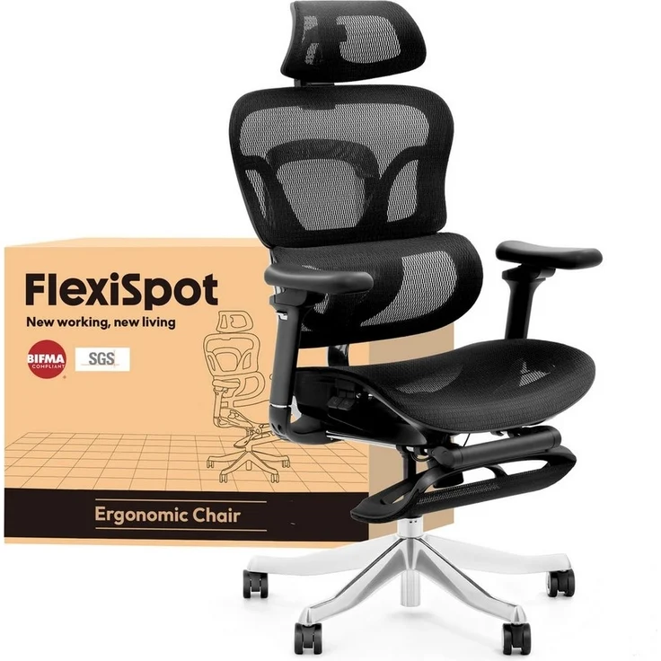FLEXISPOT Bürostuhl ErgoX, Schreibtischstuhl Premium Ergonomischer (MIT Fußstütze, 5D Armlehnen & 4D Kopfstütze, 5D-verstellbare Rückenlehne), für Büroarbeit, Home Office und Gaming, 300KG Tragkraft – Bild 5