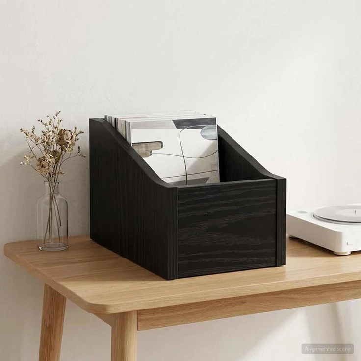 vidaXL LP Plattenbox Schwarz Eichen-Optik 18 x 32 x 18 cm 8012796 – Bild 1