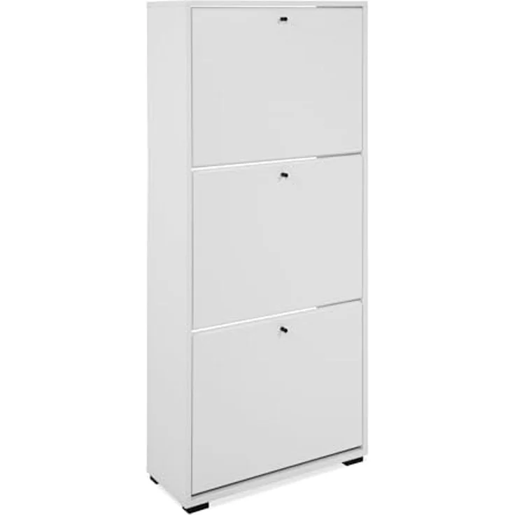 Schuhkipper >Lüneburg< in weiß, Holzwerkstoff - 58x133x25cm (BxHxT) – Bild 7