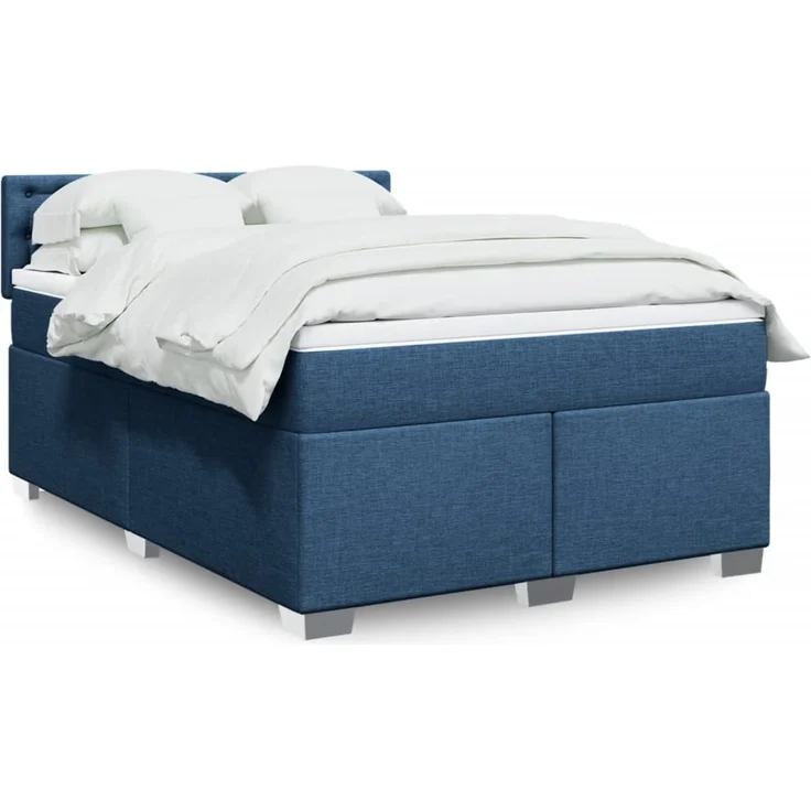 vidaXL Boxspringbett mit Matratze Blau 160x200 cm Stoff 3288259 – Bild 1