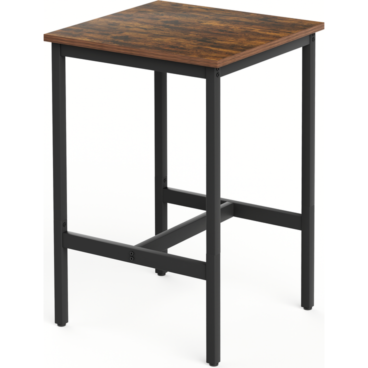 Bartisch-Set 60x60x92 cm mit 2 Hockern, industrial, rustikale Brauntöne, Stahlgestell und pflegeleichte Spanplatte – Bild 6