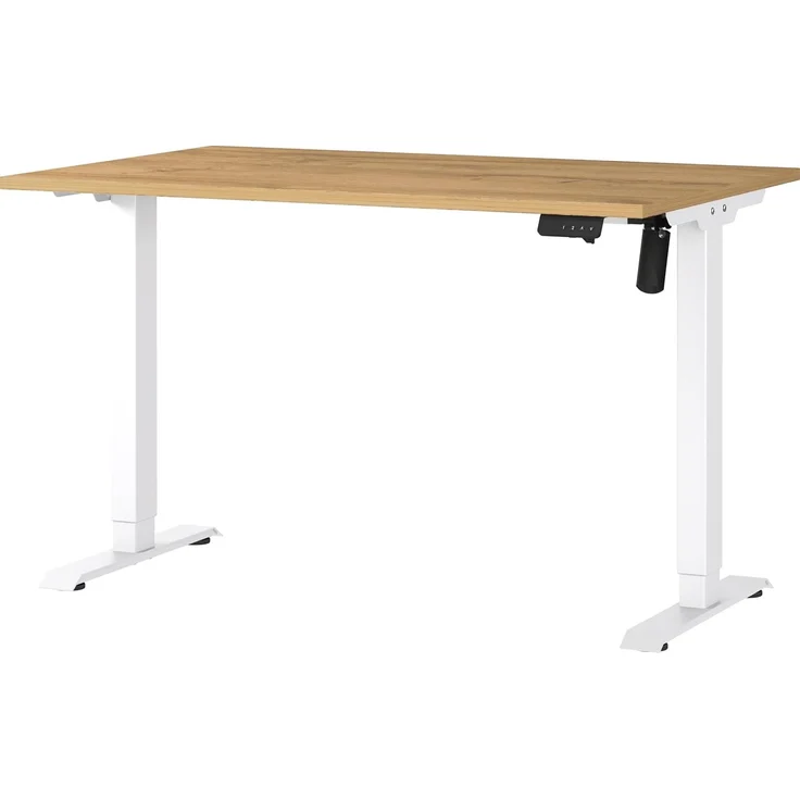 Germania Schreibtisch 8022-552, in Grandson-Eiche-Nb./Weiß, elektr. höhenverstellbar, 120 x 119 x 80 cm (BxHxT) – Bild 1